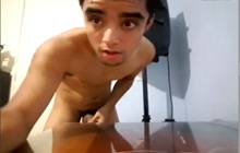 Sexy Latino boy jerking off on cam