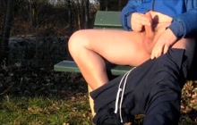 Amateur dude jerks off in public