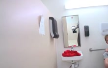 Boy rides cock in public restroom